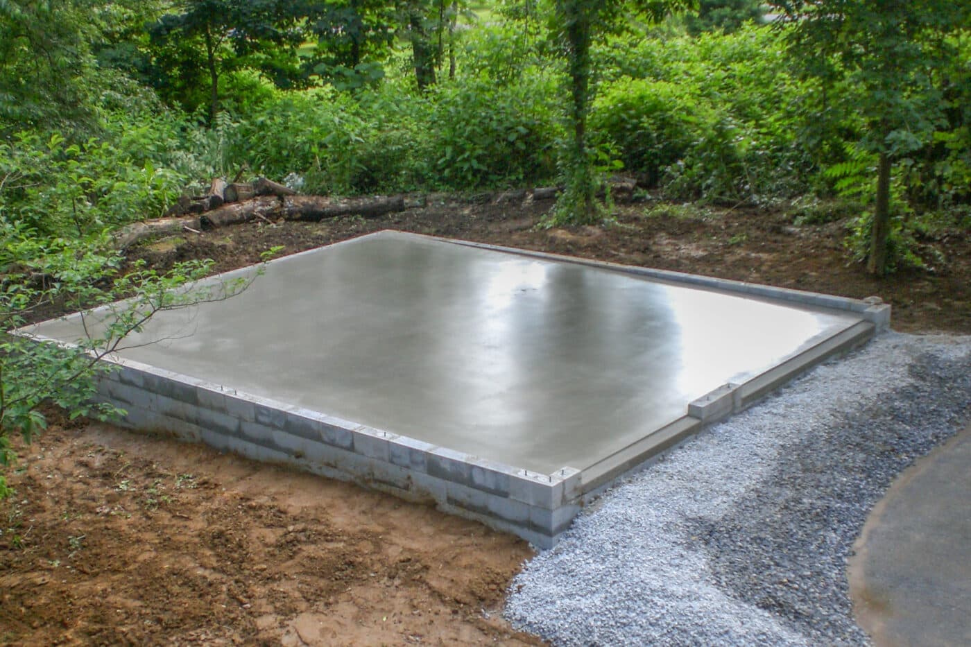 Concrete shed pad installation in London, Ontario